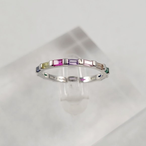 Sterling Silver Rainbow Eternity Band - Picture 10 of 10